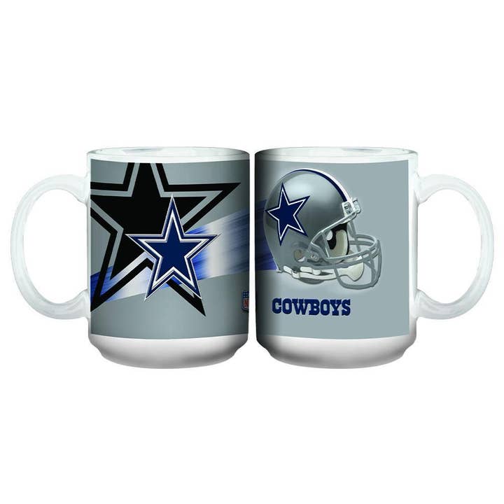 The Memory Company - Wholesale Coffee Mug - 15oz 3D White Mug, Dallas Cowboys