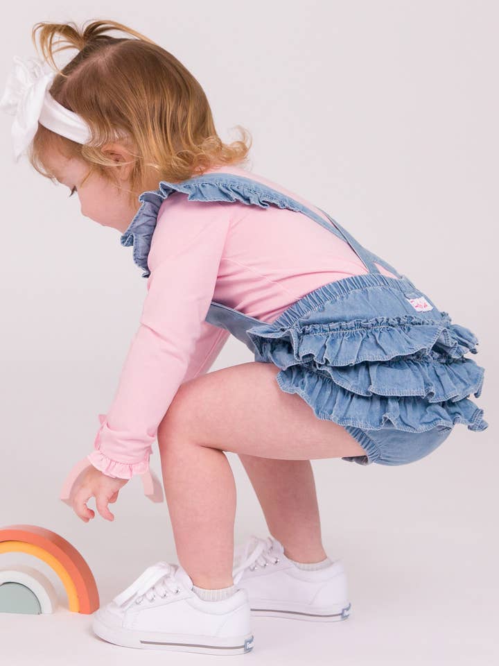 Blue Baby Girls Light Wash Denim Flutter Overall Romper
for wholesale on Faire4