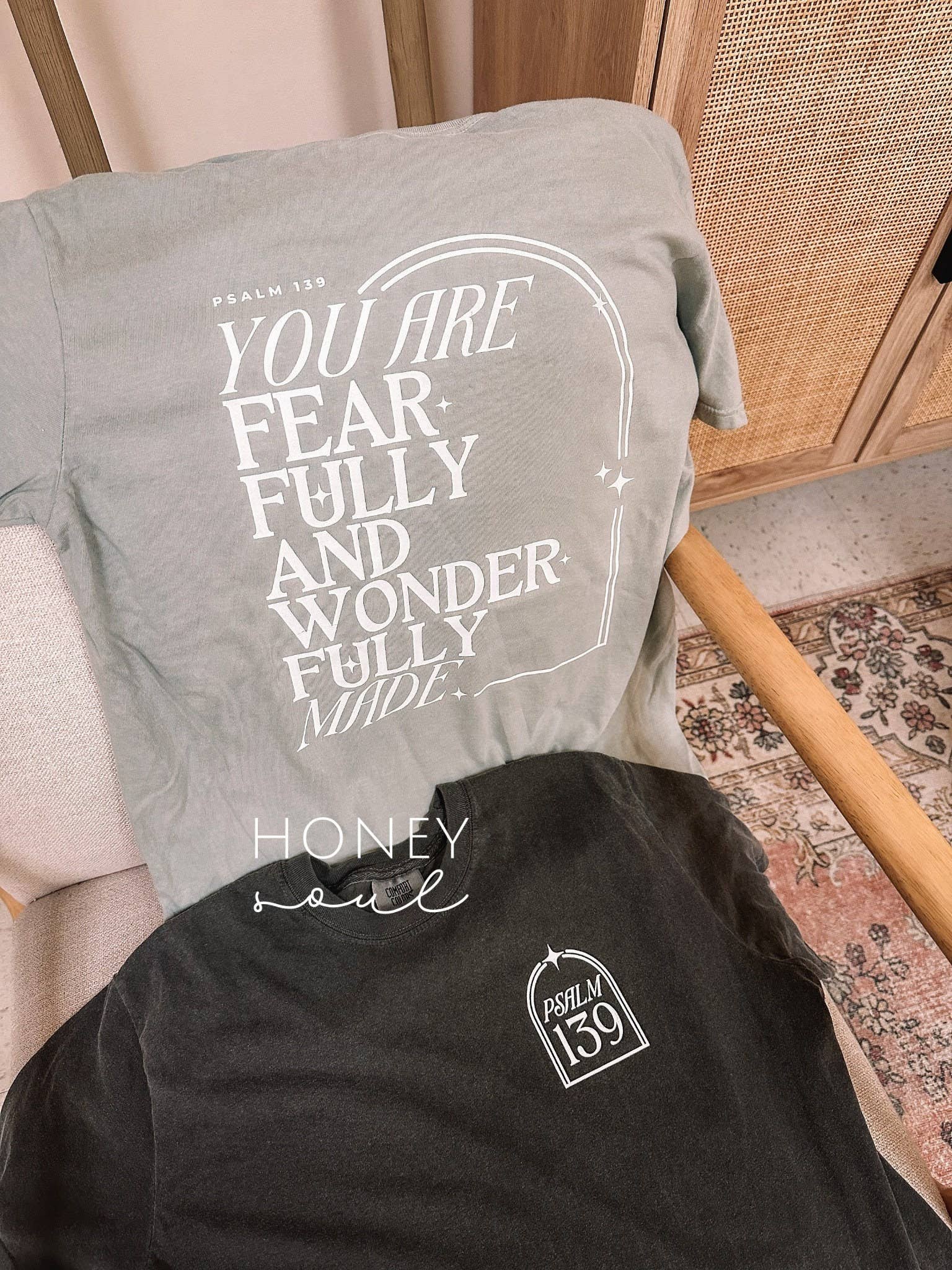 Honey Soul LLC - Wholesale Screen Printed T-Shirt - Women's - ORIGINAL Graphic Fearfully & Wonderfully Made Tee2