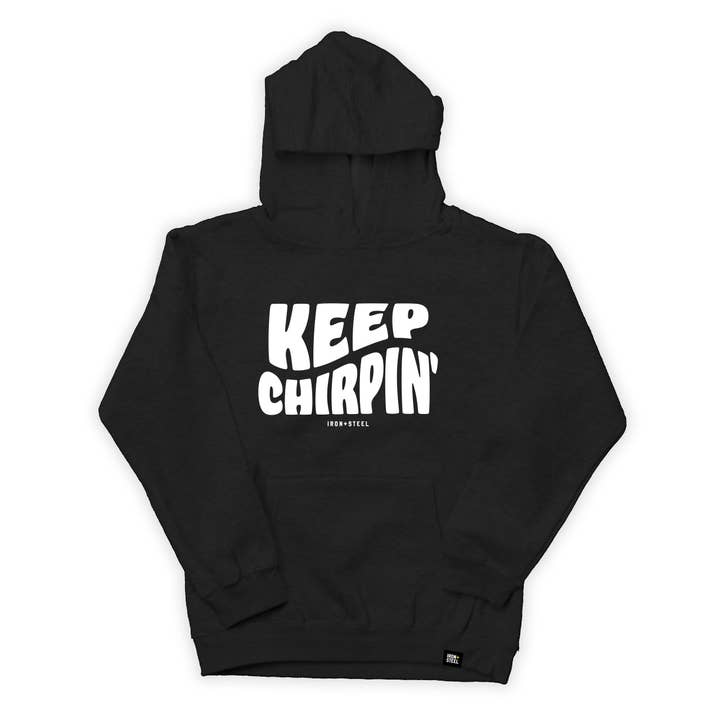 Keep Chirpin' Youth Hoodie for wholesale by Iron+Steel Hockey