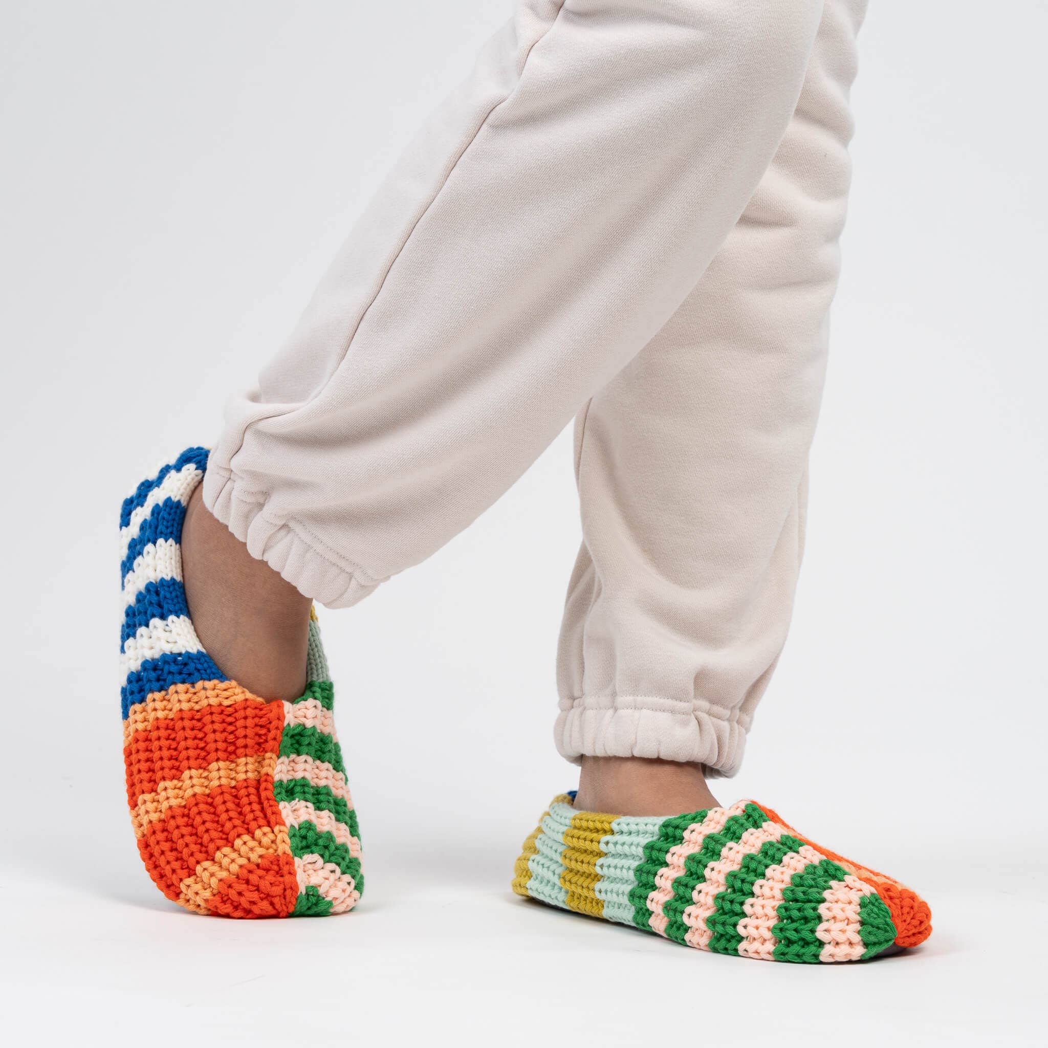VERLOOP | knits - Wholesale Slippers - Unisex - Patchwork Stripe Rib Slippers2