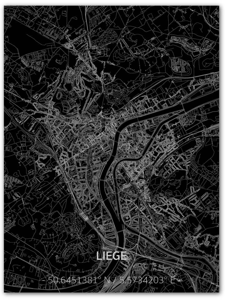 Citymap Liege | Aluminum wall decoration för wholesale av Brandthout.