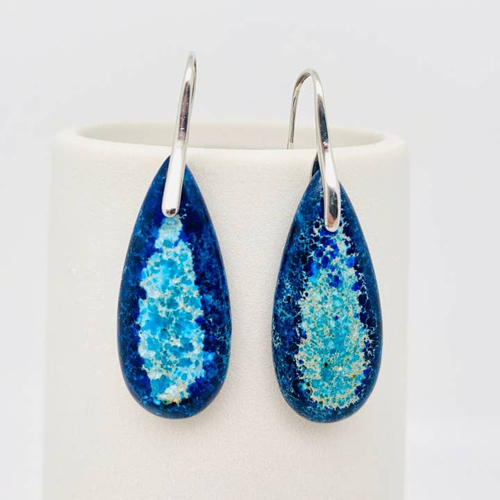 Mio Queena - Wholesale Dangle Earrings - Colored Emperor Stone Geometric Agate Chakra Earrings - CS1