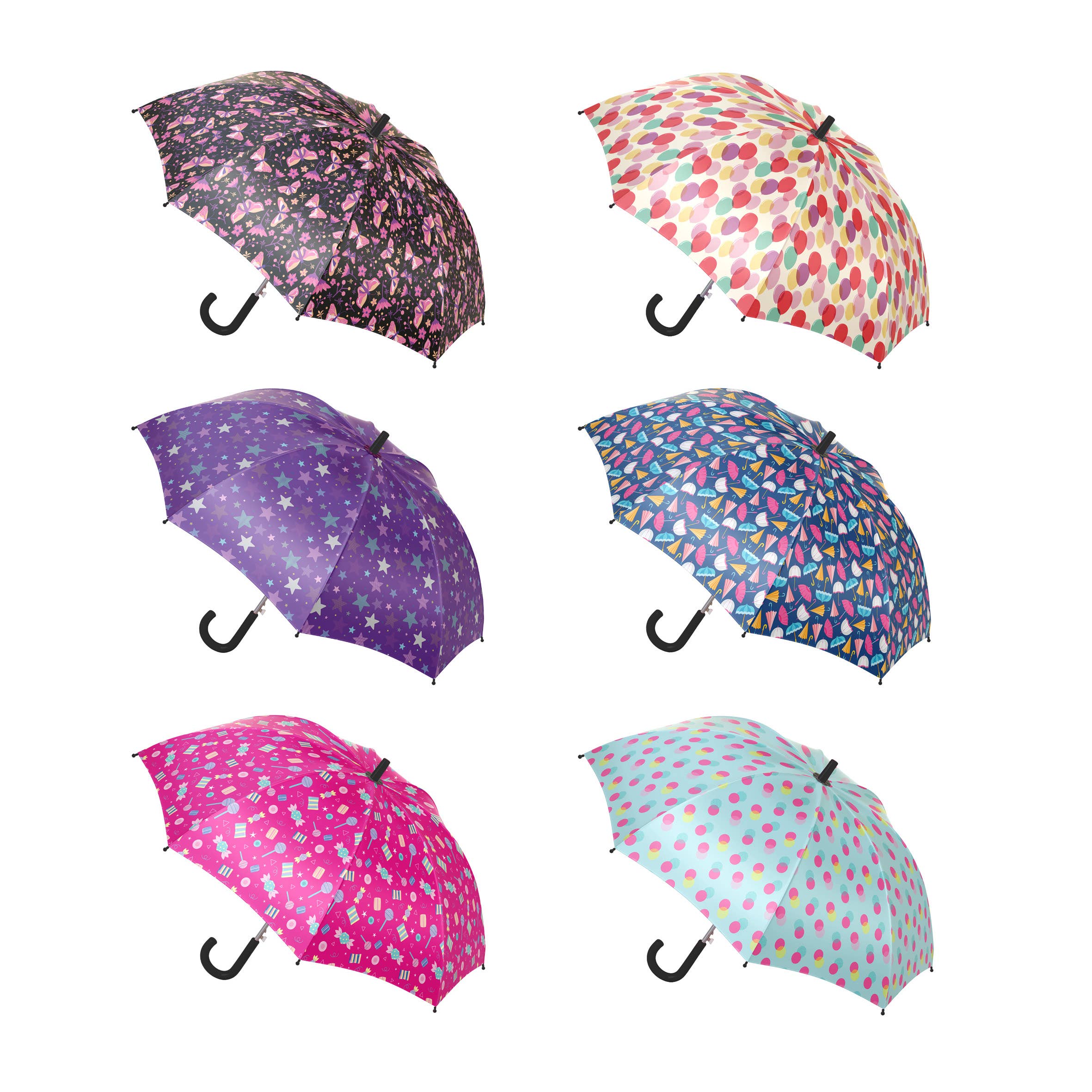 Cuatrogotas - Wholesale Umbrella - Kids - Long Cadet Automatic Umbrella 6 designs. Ref-638C0
