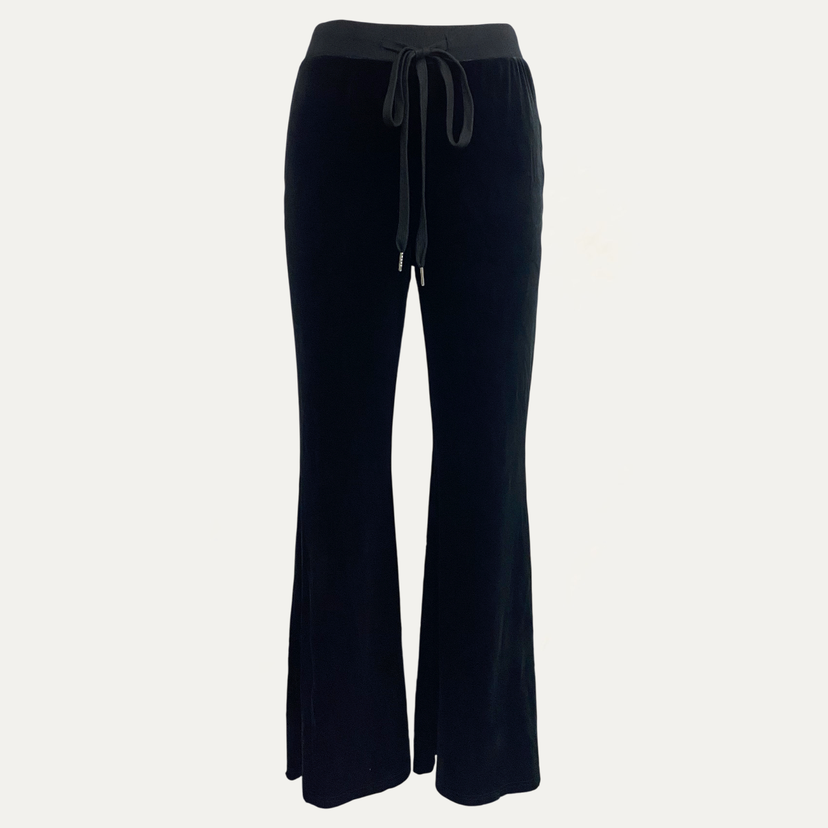 Preto Calças Confortáveis de Veludo Preto de Cintura Alta e Pernas Largas para venda a revendedores na Faire0