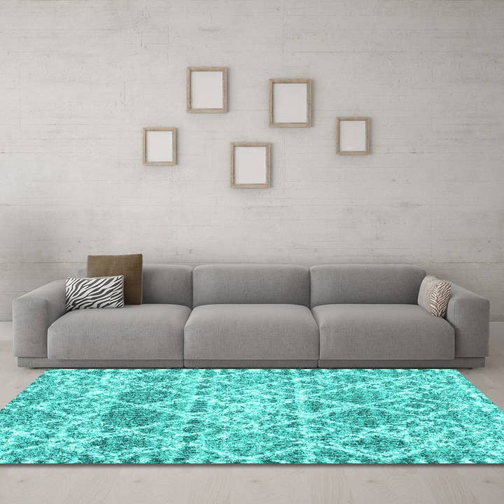 Machine Washable Trellis Turquoise Modern Area Rugs for wholesale by Ahgly