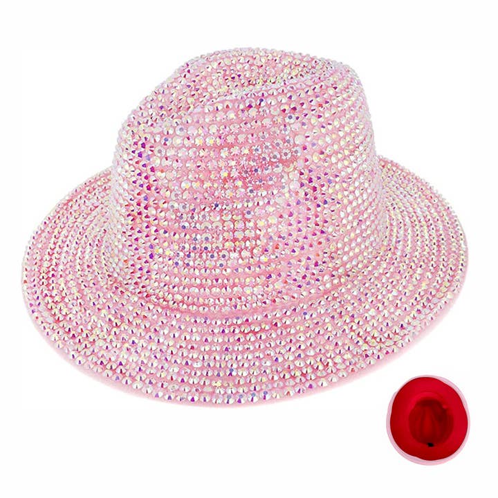 Bling Chip Stone 2 Tone Fedora Hat for wholesale by Diacly