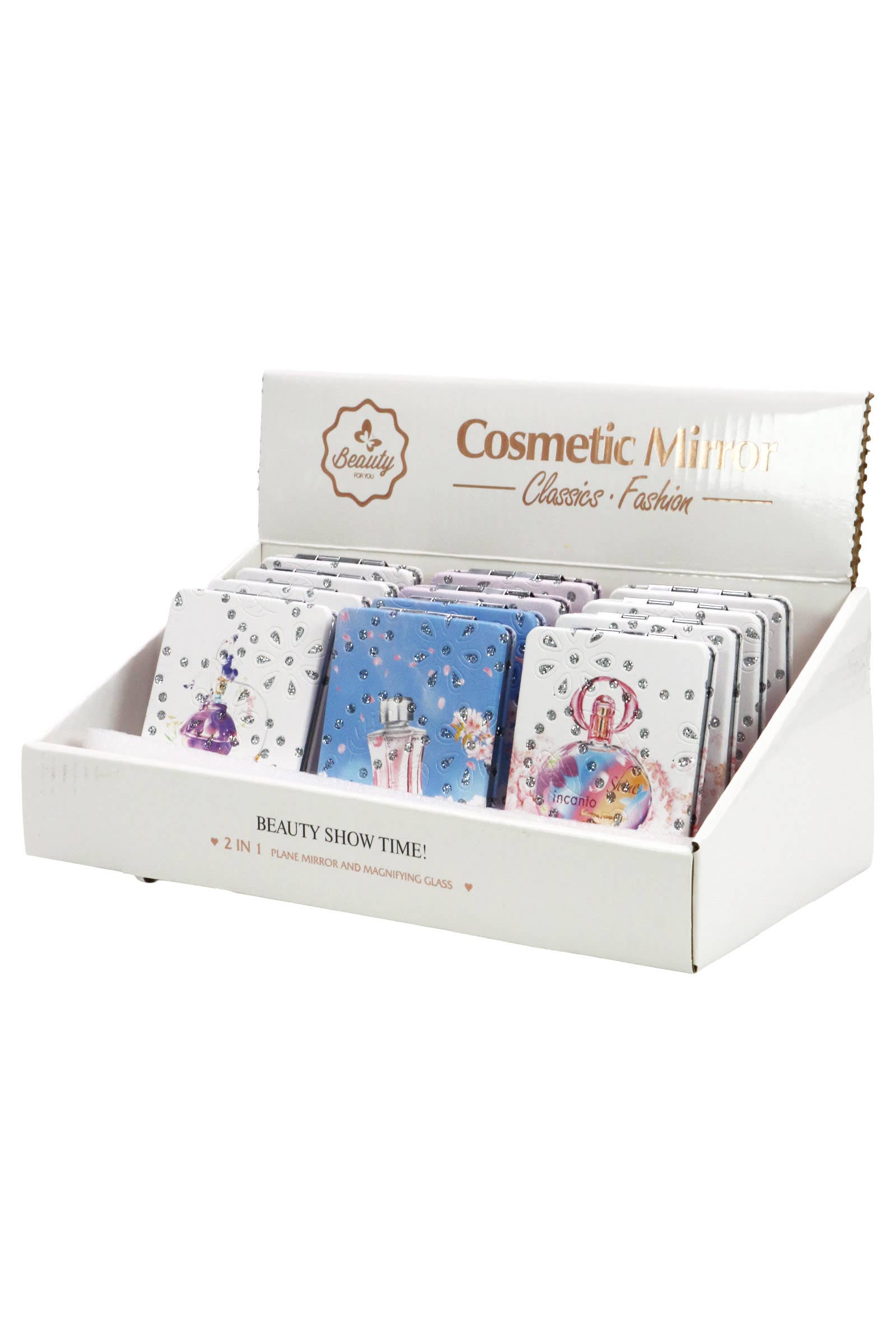 ASSORTED Eau De Parfum Perfume Glitter Compact Mirror for wholesale on Faire2