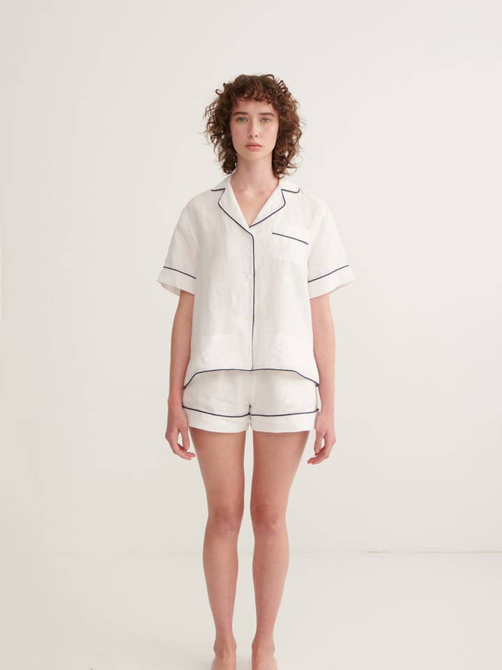 Snow Ivy Short Sleeve Shirt & Shorts Pyjama Set for wholesale by ANDREA & JOEN