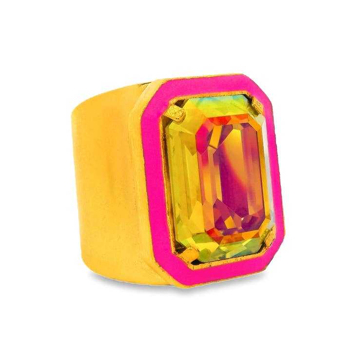 TOVA - Wholesale Cocktail/Statement Ring - Big Dakota Ring in Neon Pink