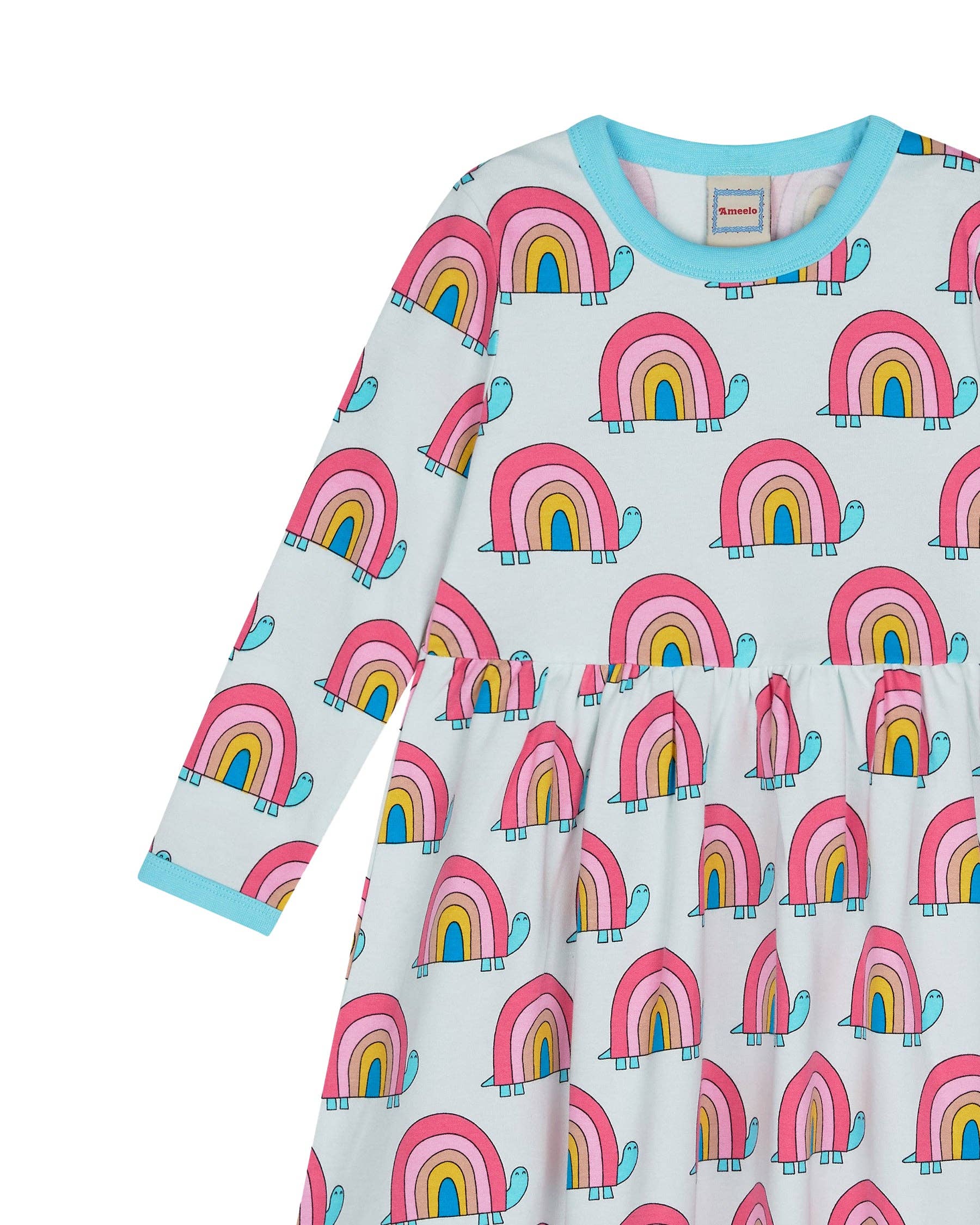Ameelo – Engroshandel Kjole - Børn – Økologisk bomuld Emma kjole - Regnbue Skildpadde8