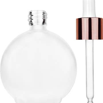 Best Bottles - Wholesale Essential Oil Holder - Round Frosted Glass Bottle with White Dropper - 128ml1