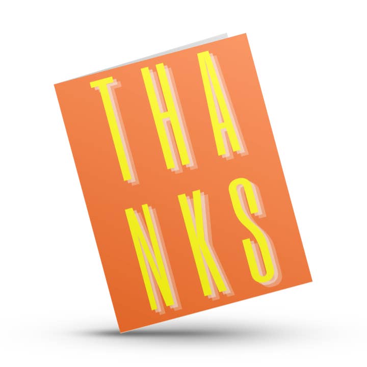 Thanks Note card (neon orange and yellow) for wholesale by Hustle & Hope