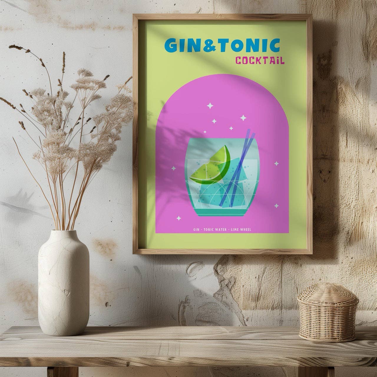House Prints – wholesale Poster – Modern Refreshing Gin and Tonic Cocktail Drink - Rolled Poster Wall Art Print2