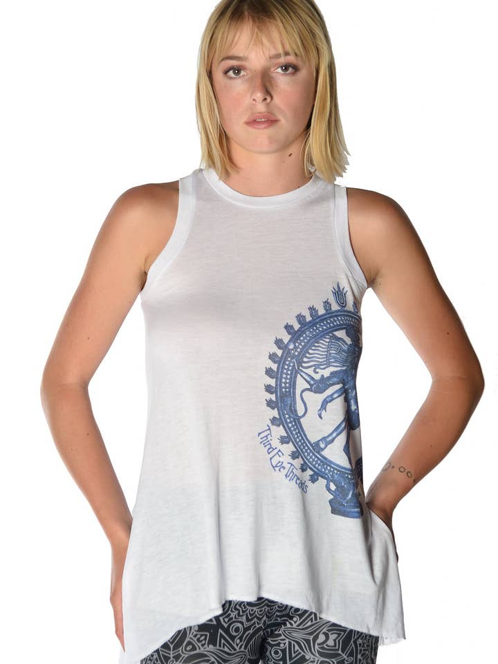 Sharkbite Ärmellose Tunika mit Siva Natarajasana für den Großhandel von Third Eye Threads