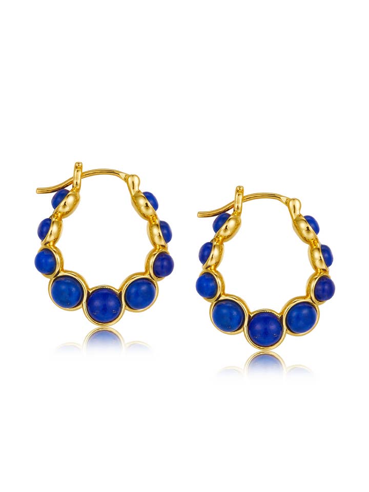 Nilblau Lapis Gold Vermeil Creolen für den Großhandel von Janus