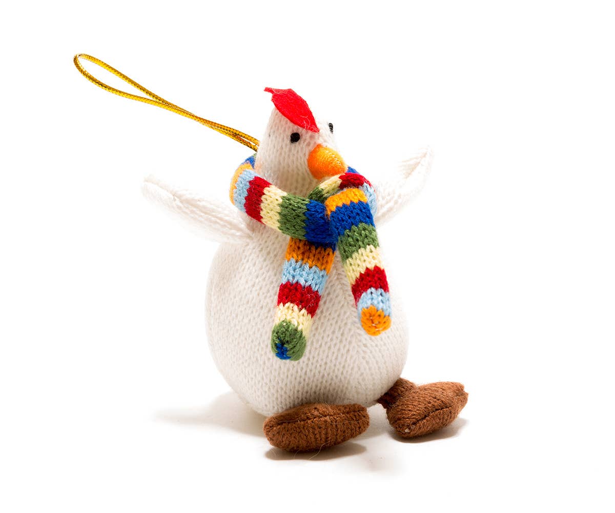 Best Years Ltd – wholesale Ornament – Knitted Chicken with stripe scarf Christmas Decoration0