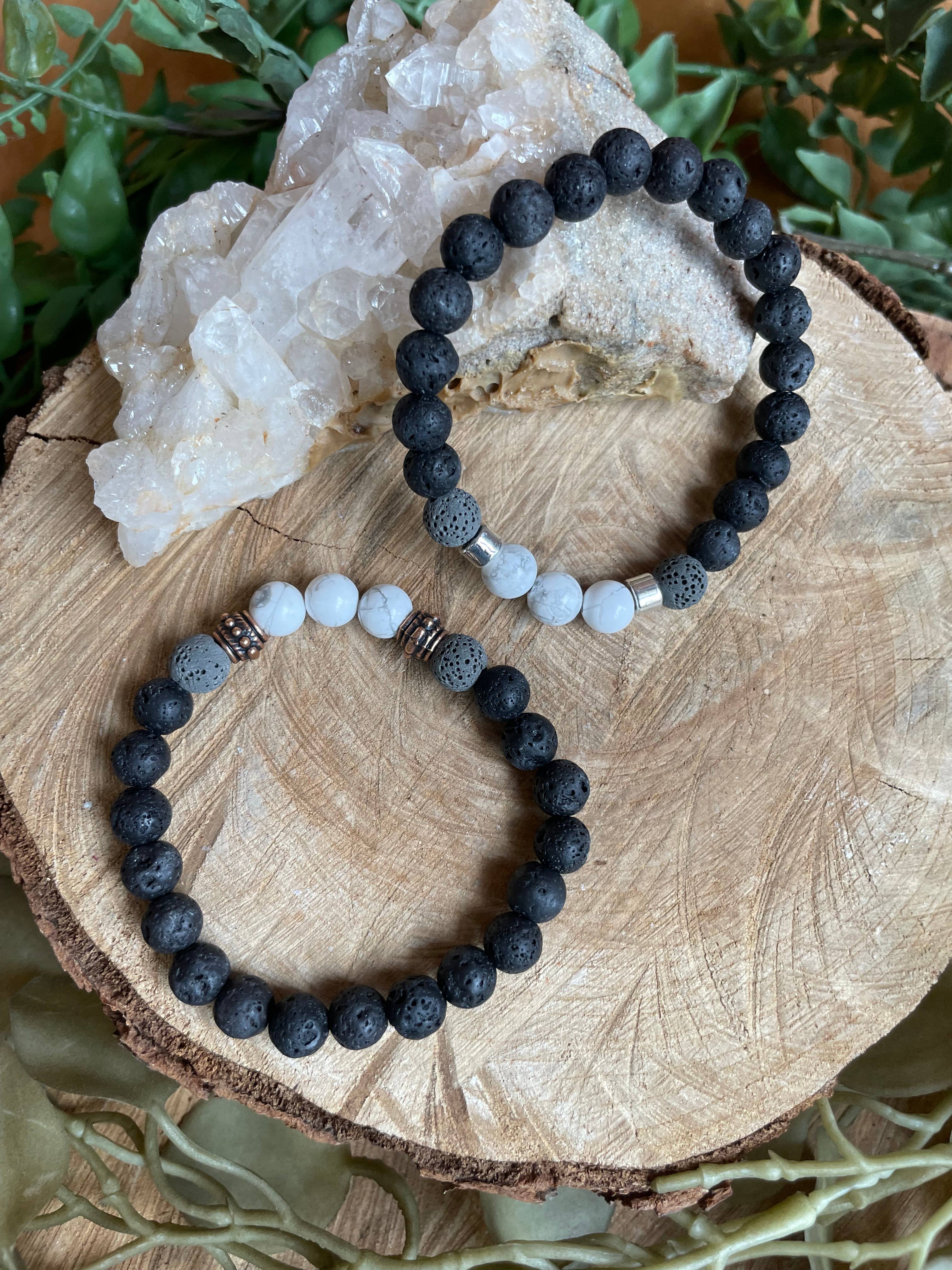 Tangled Up In Hue - Wholesale Aromatherapy Bracelet - Lava & Genuine Stone Diffuser Stretch Bracelets | Assorted9
