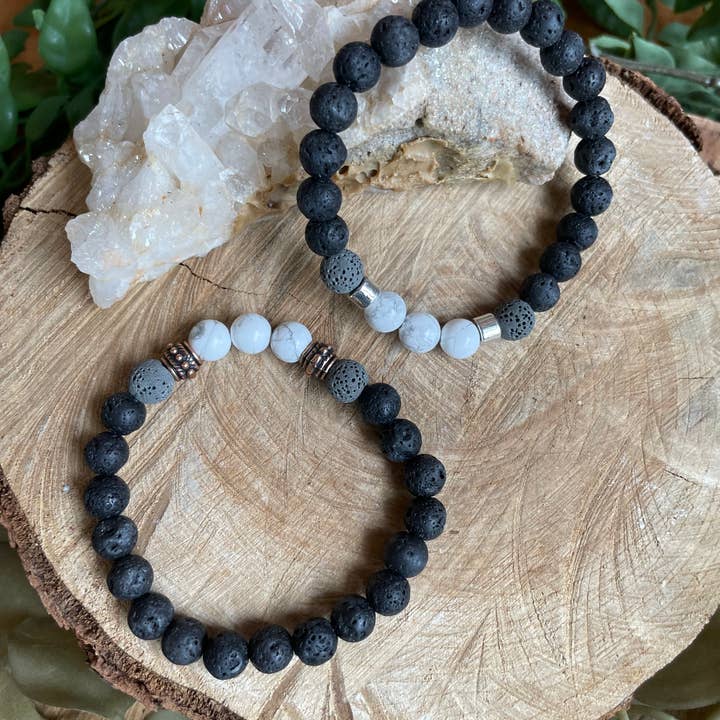 Tangled Up In Hue - Wholesale Aromatherapy Bracelet - Lava & Genuine Stone Diffuser Stretch Bracelets | Assorted9