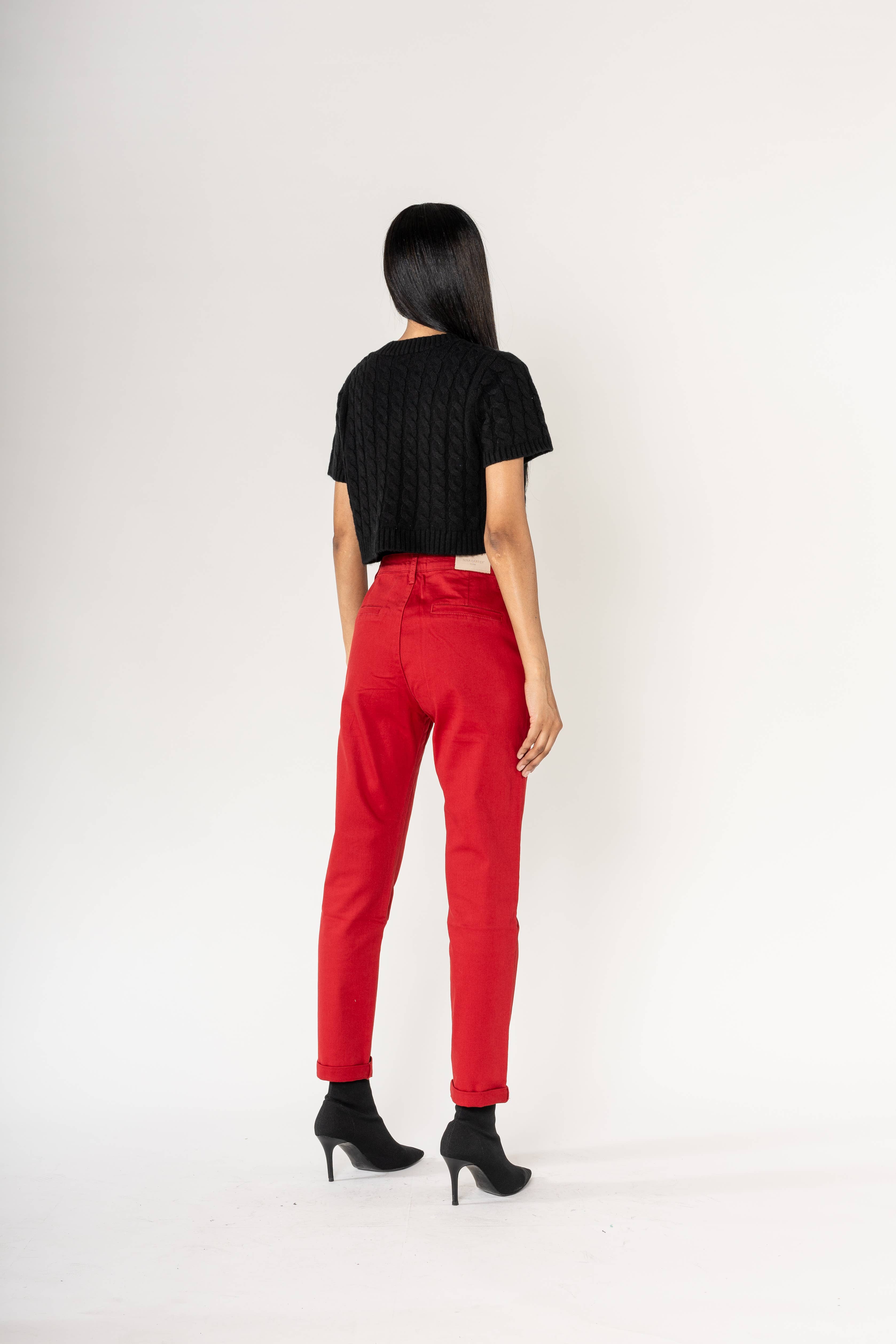 Nina Carter - Vente Pantalon – femme - Pantalon chino stretch taille haute confort Nina Carter J25019