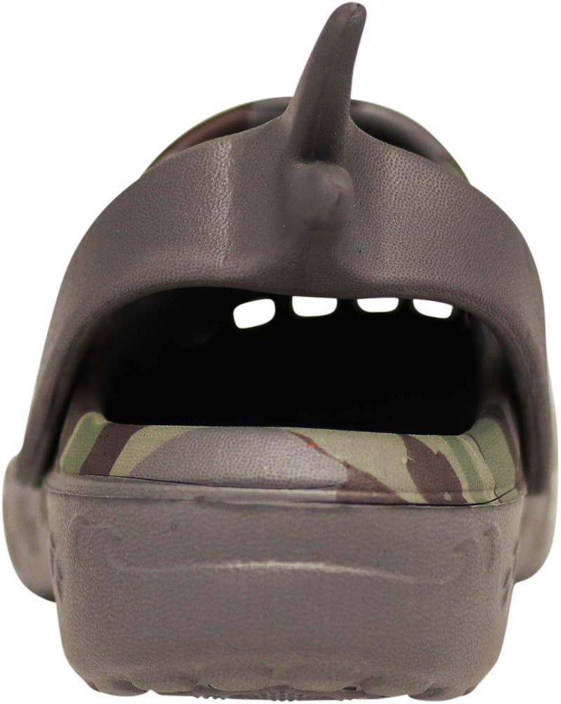 Eastern Off Price - Wholesale Sandals - Kids - Norty Grey Camo Shark Slip-on Sandal Slipper Clog 419245