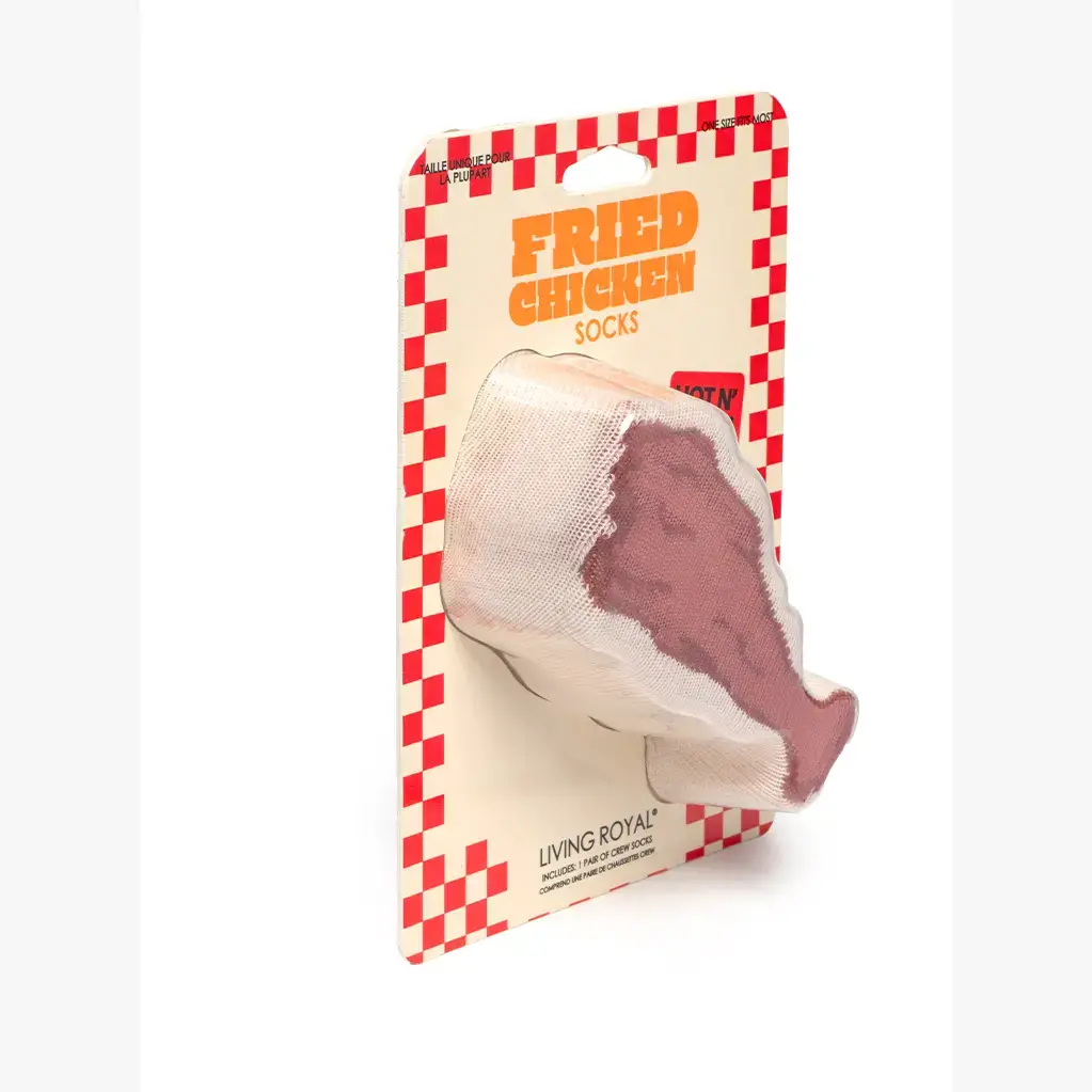 Living Royal - Wholesale Socks - Unisex - 3D Packaged Crew Socks - Fried Chicken Leg - Off-White1