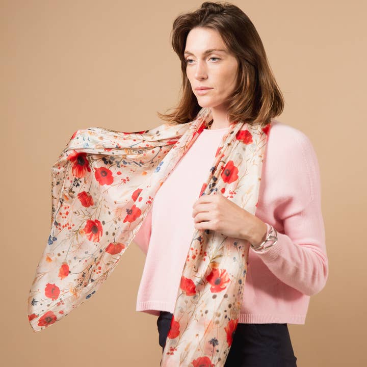 Wild Bloom Large Silk Scarf for wholesale by Tilley & Grace