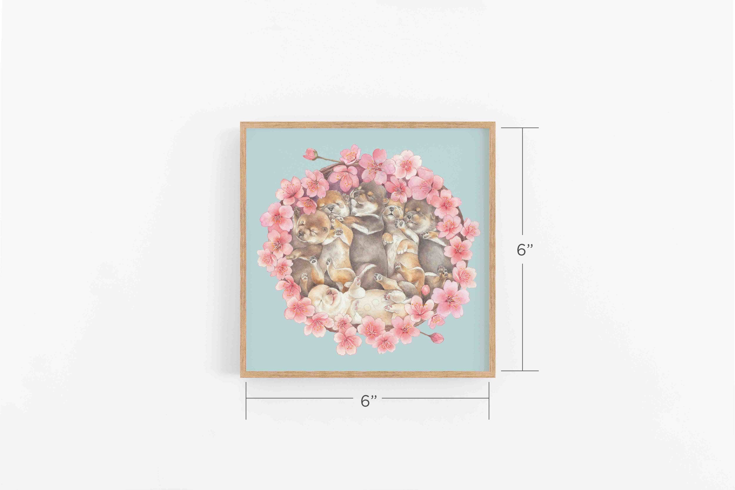 Shiso Paper - Wholesale Art Print - Shiba Inu Puppy Hanami Art Print3