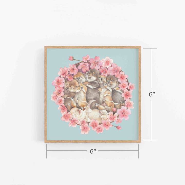 Shiso Paper - Wholesale Art Print - Shiba Inu Puppy Hanami Art Print3