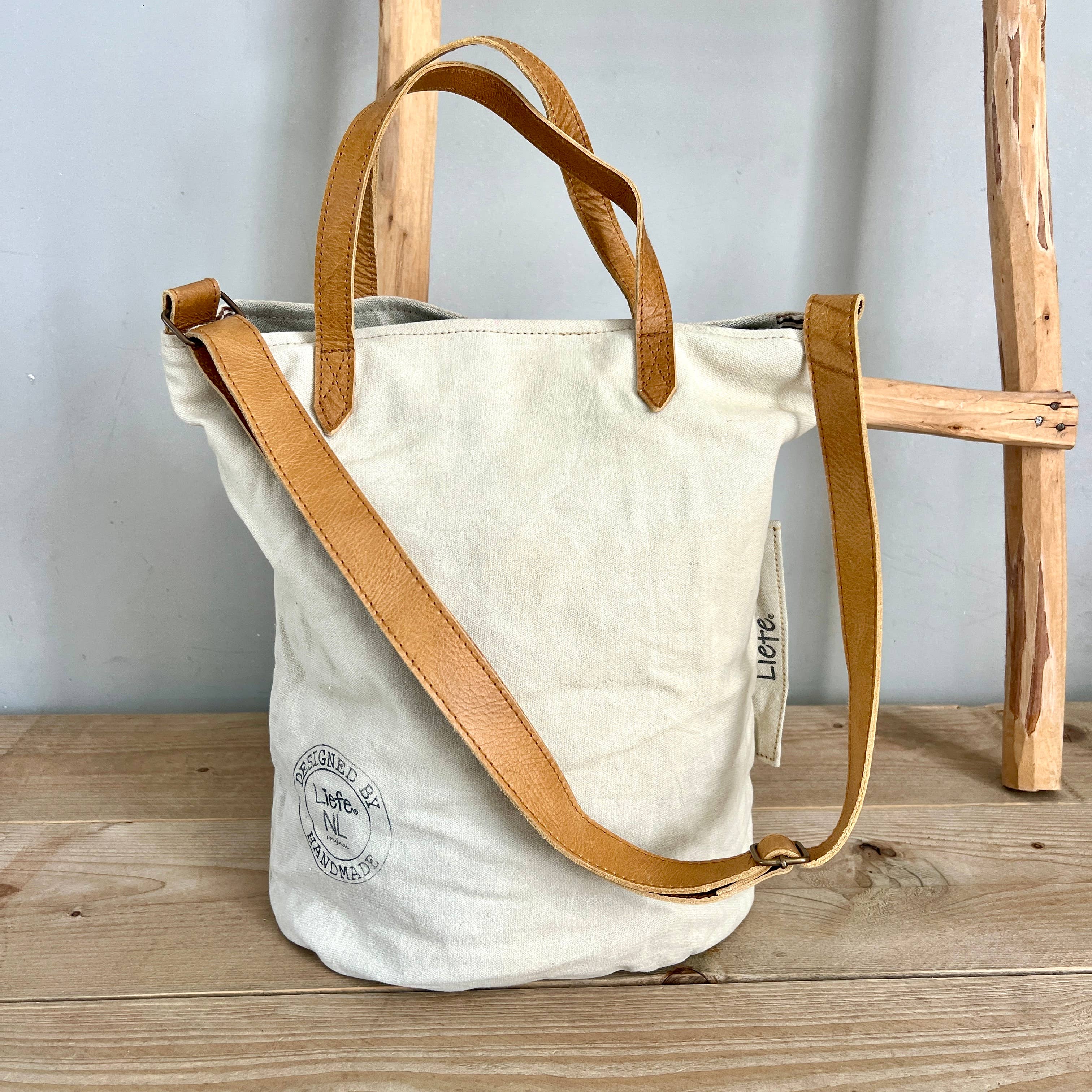 Liefe NL - Wholesale Shoulder Bag - Women's - BucketBag (light canvas) - raw NEW6