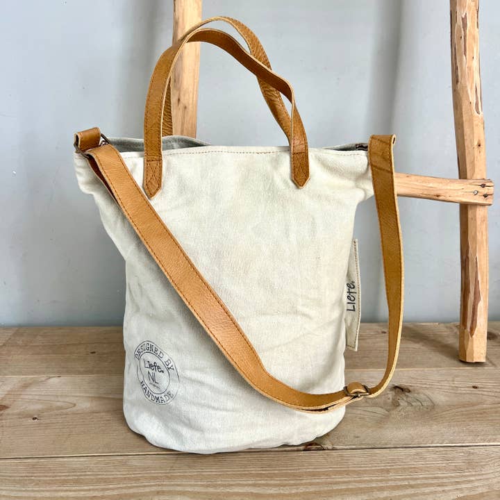 Liefe NL – Großhandel Schultertasche – Damen – BucketBag (helles Canvas) – robust und nachhaltig6