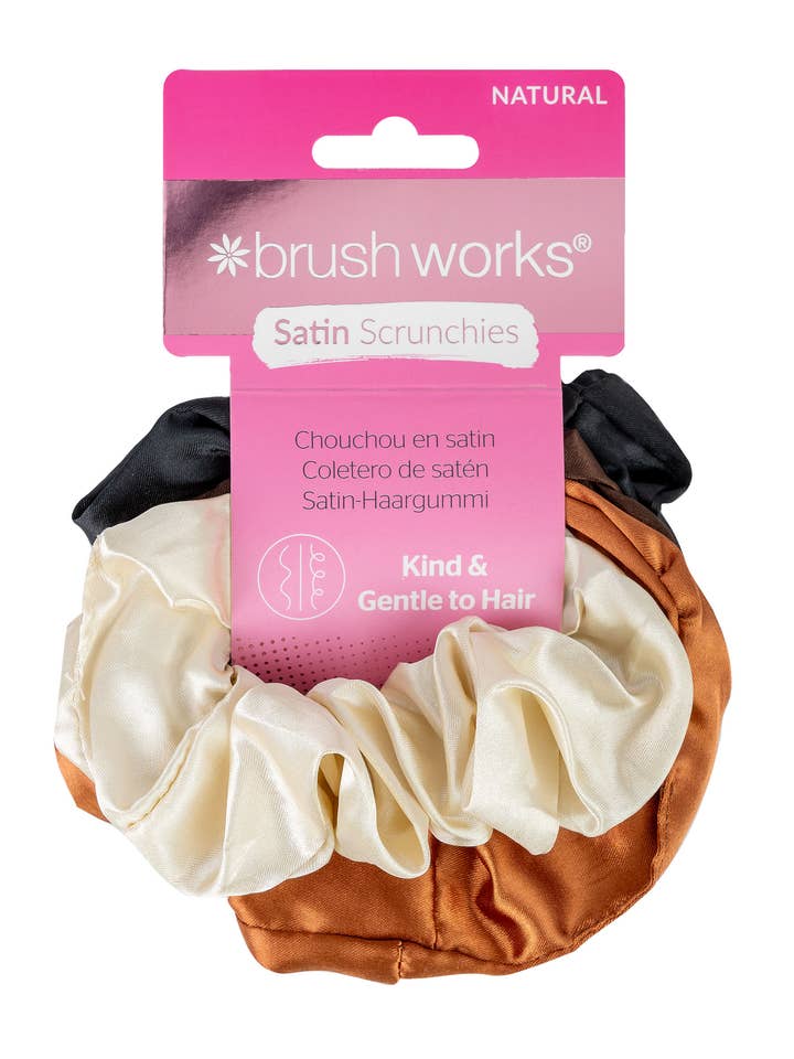 Brushworks Nude Satin Scrunchies (Pack of 4) for wholesale by Soinvogue