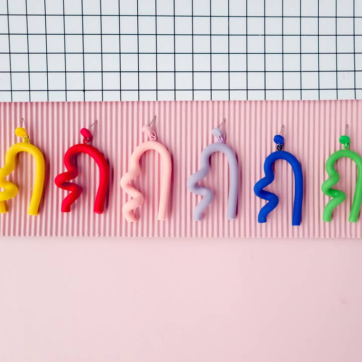 Colorful Memphis Style Polymer Clay Twist Earrings for wholesale by Mono