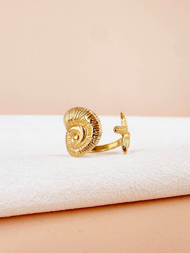 Anel de concha estrela em aço inoxidável por atacado de D Bijoux