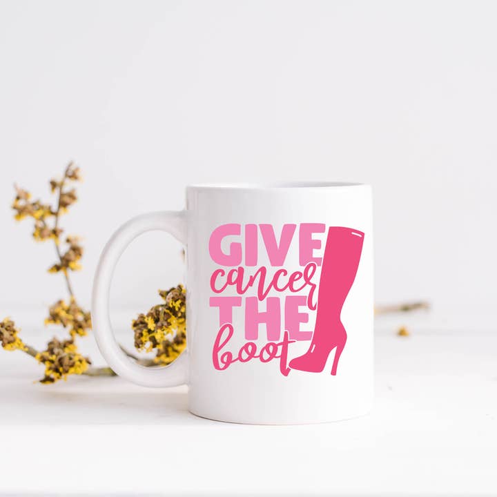 Give Cancer the Boot Mug for wholesale by Madi Bella Designs
