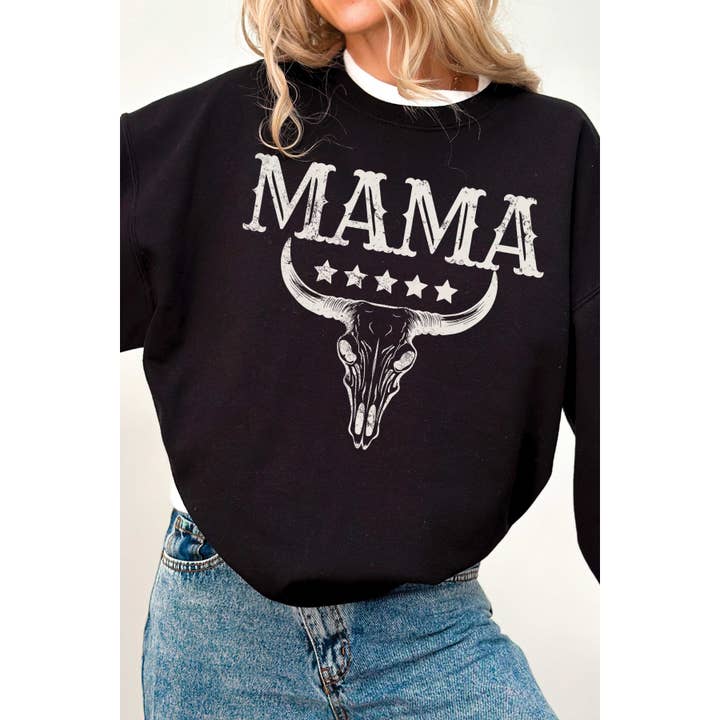 MAMA LONGHORN Oversized Graphic Sweatshirt for wholesale by A. BLUSH CO
