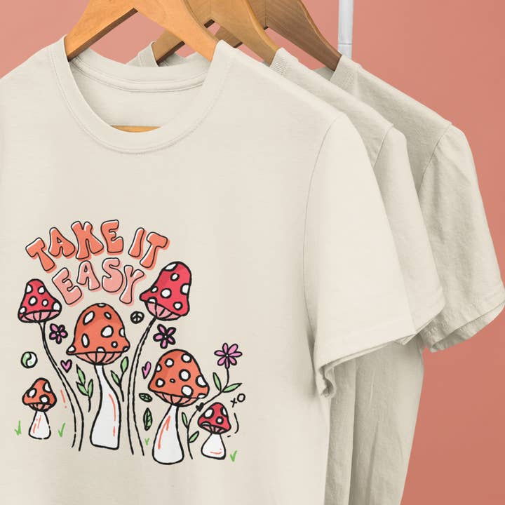Take It Easy | Mushroom | Graphic Top for wholesale by amarieacreates