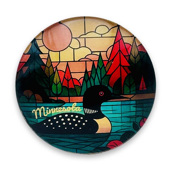 Token Atelier - Wholesale Magnet - Minnesota Scandinavian Inspired Autumn Loon Glass Magnet 0