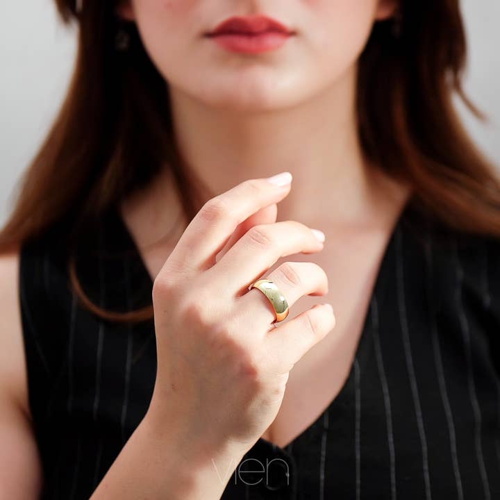 7mm 14k massivt guld kupolbröllopband för wholesale av Discount Jewelry NY