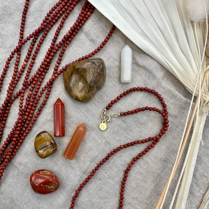 Strength | Dainty Red Jasper Necklace | Genuine Crystals for wholesale by Hope The Studio