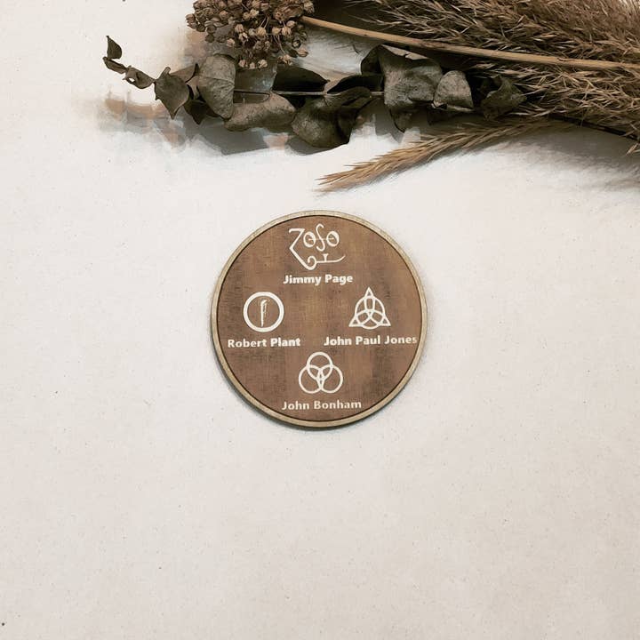 Studio Rima - Wholesale Coasters - Set of 6 Led Zeppelin Wooden Coasters - Rock Band - Music7