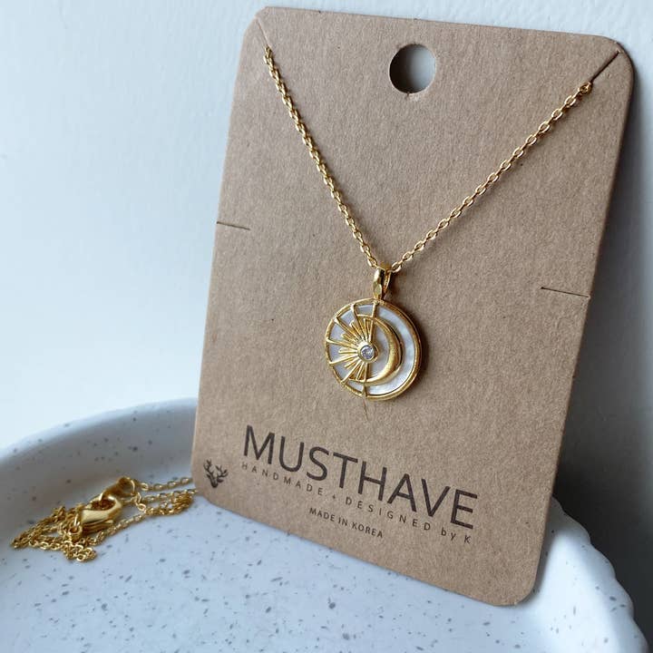 Celestial Sun Moon (MOP) Necklace for wholesale by musthavemustget