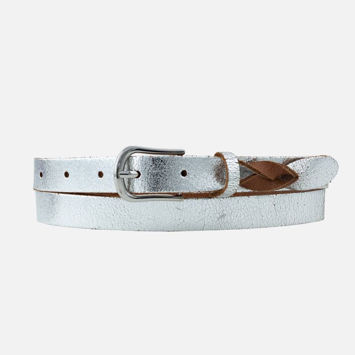 GISELLE SILVER BELT - SKINNY METALLIC GOLD BUCKLE for wholesale on Faire