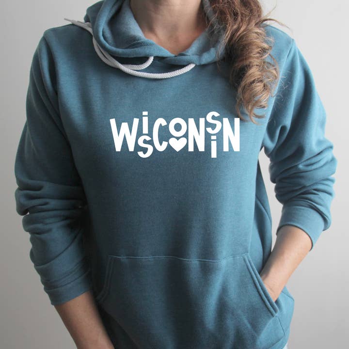 WiScOnSin Graphic Hoodie, Women's Wisconsin Sweatshirt for wholesale by Autumn Rose Co.