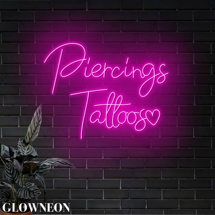 Piercing & Tattoo Studio Open Led Sign, Tattoo Shop Wall Art for wholesale by Glow Neon