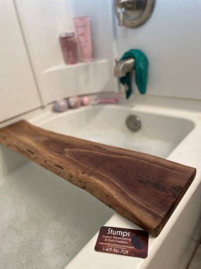 Stumps Custom Wood – wholesale Bath caddy – Live Edge Solid Wood Bath Caddy | Bathroom Decor7