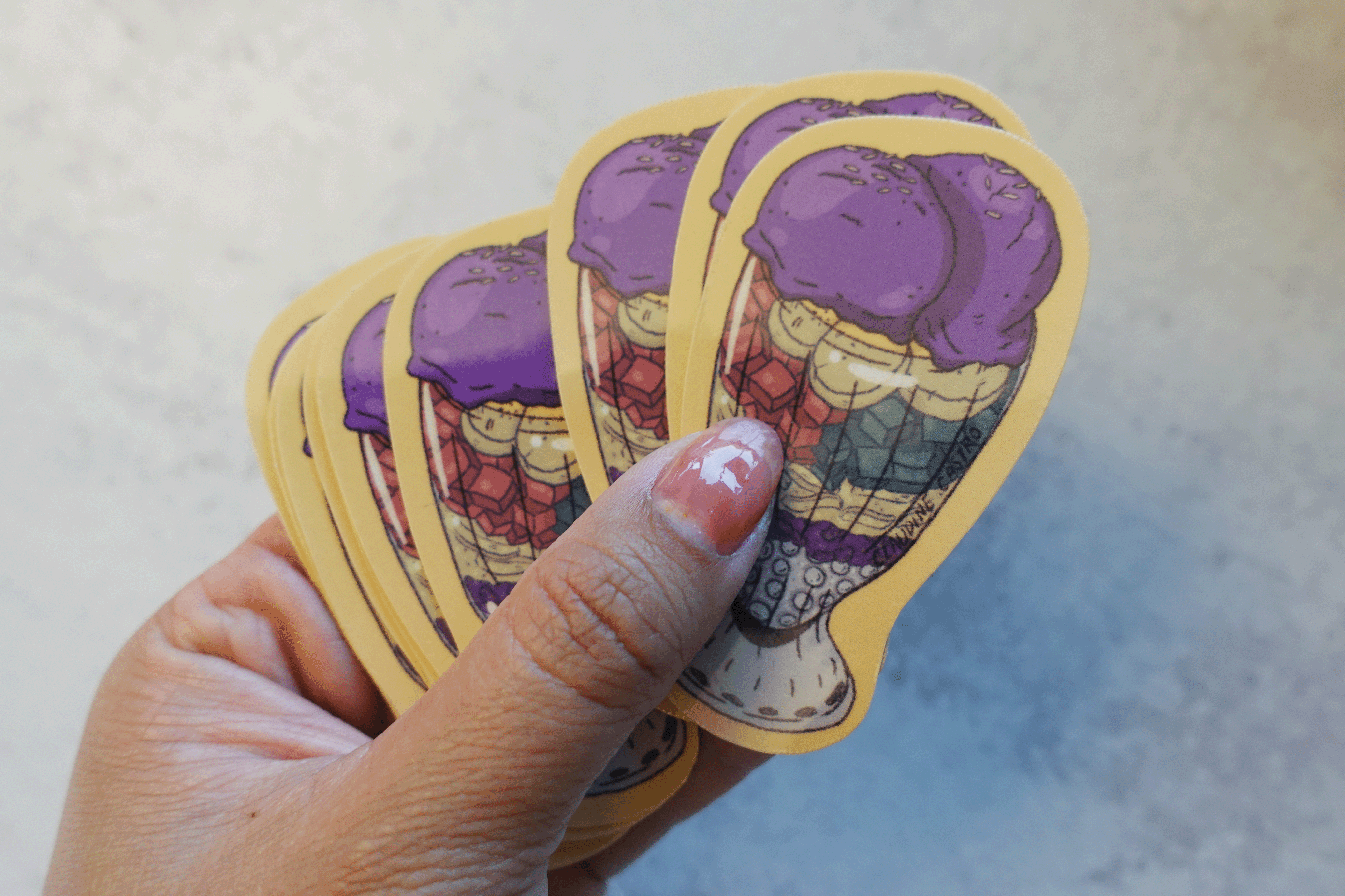 Claudine Castro Art – Adesivo por atacado – Autocolante Halo Halo, Arte de Sobremesa Filipina6