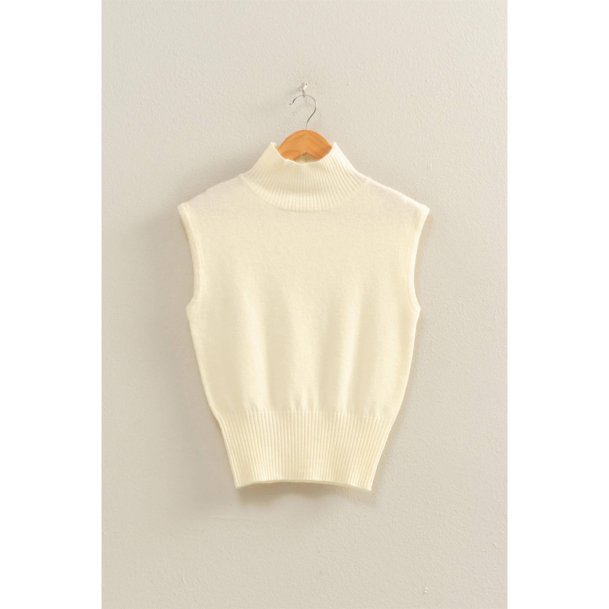 Double Zero – wholesale Pullovertröja - Dam – Ärmlös stickad topp med hög krage4