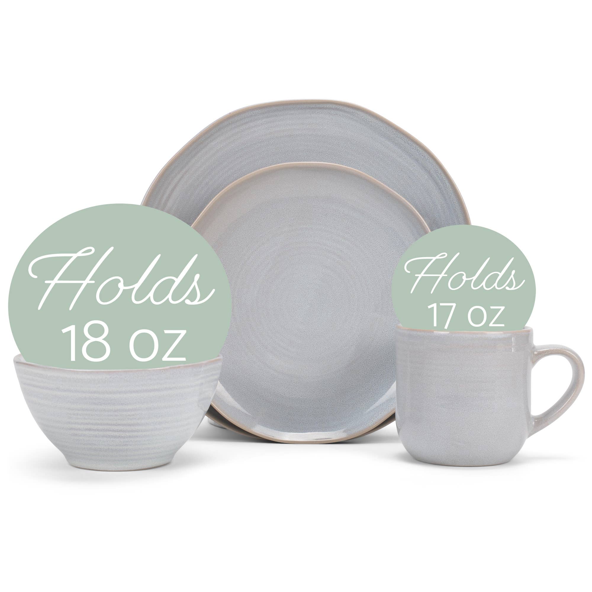 EAST AVENUE - Wholesale Dinnerware Set - 16 Pc. Dinner Set ReactiveGlaze Gray1