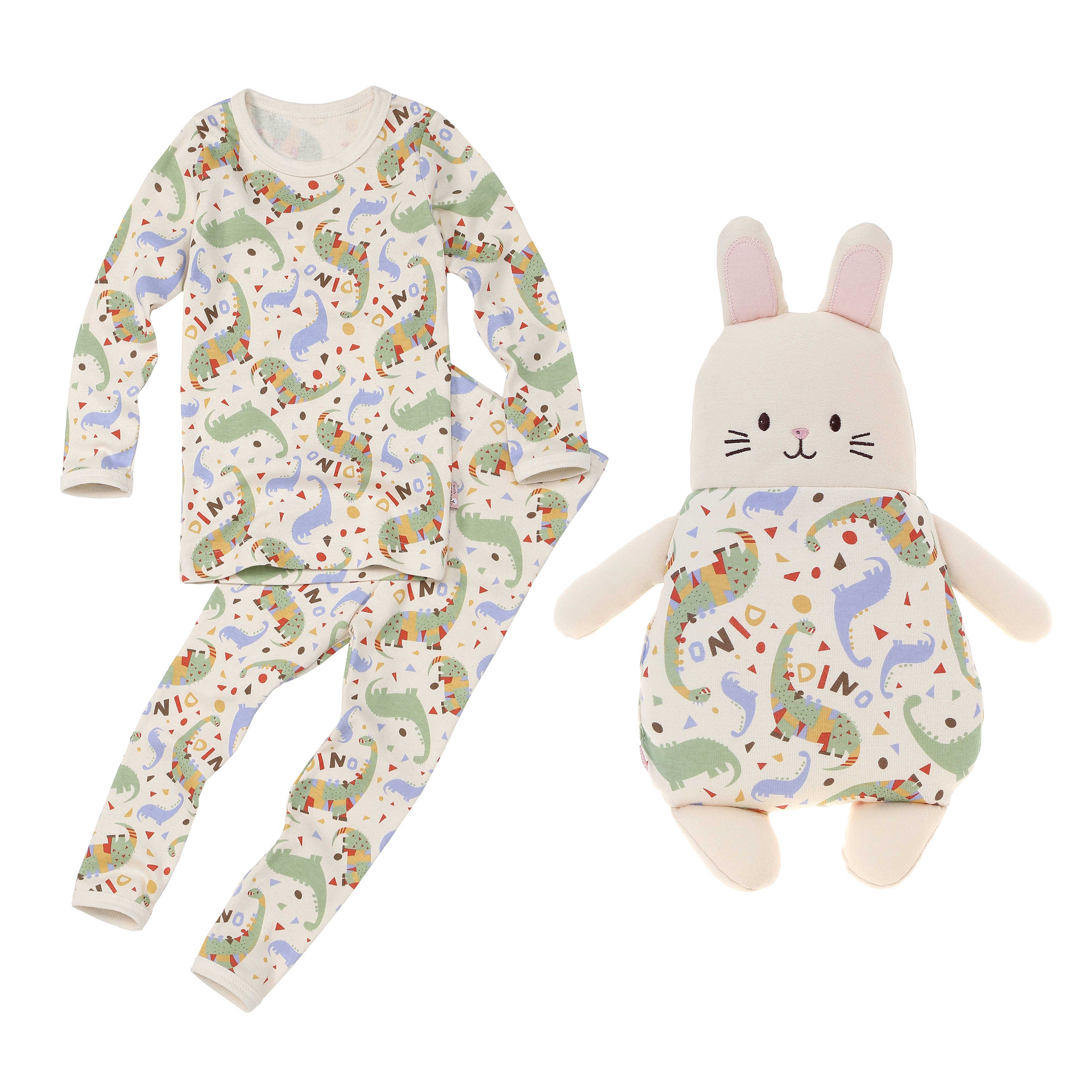 WithOrganic - Wholesale Sleepwear Set - Kids - Organic Pajama Set with Matching Security Doll - Dinosaur1